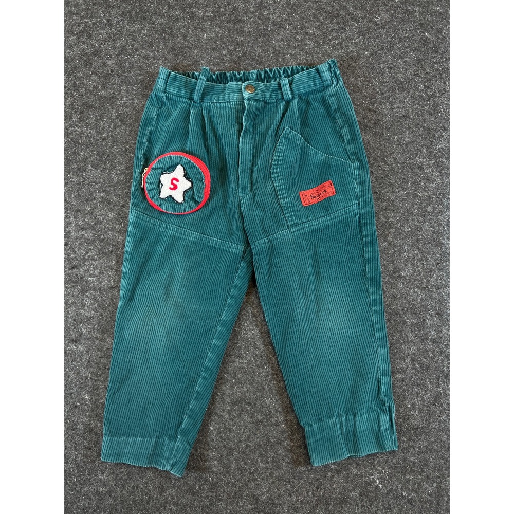 Vintage Kids Teal Corduroy Pants Star Patch Zip Pocket Marithe Francois Girbaud